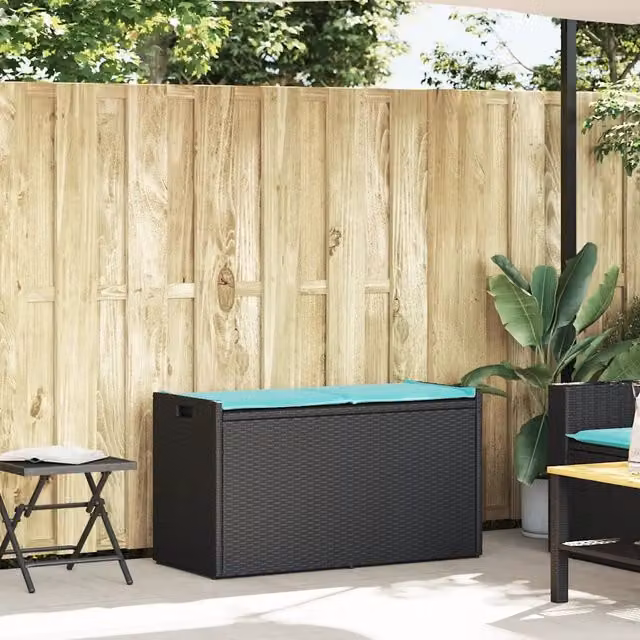 Cassapanca da Esterno con Cuscino Nera 100 cm in Polyrattan 4104068