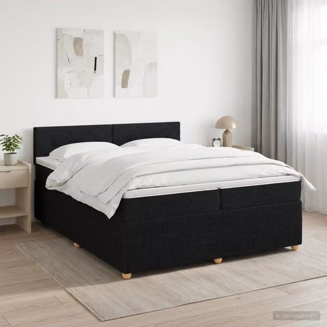 Letto box spring con materasso ibrido vidaXL Nero L/P/H: 200 x 200 x 100,5 cm