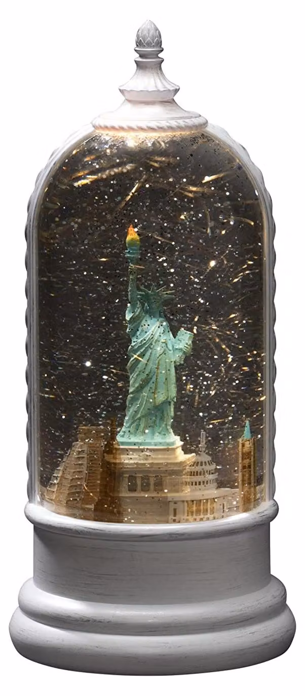 Lanterna a LED a forma della Statua della Libertà, bianca, con timer, luce bianco caldo, per interni
