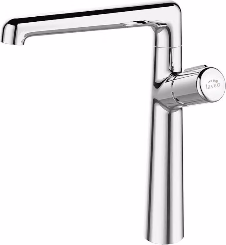 Miscelatore lavabo di design con bocca a L cromato