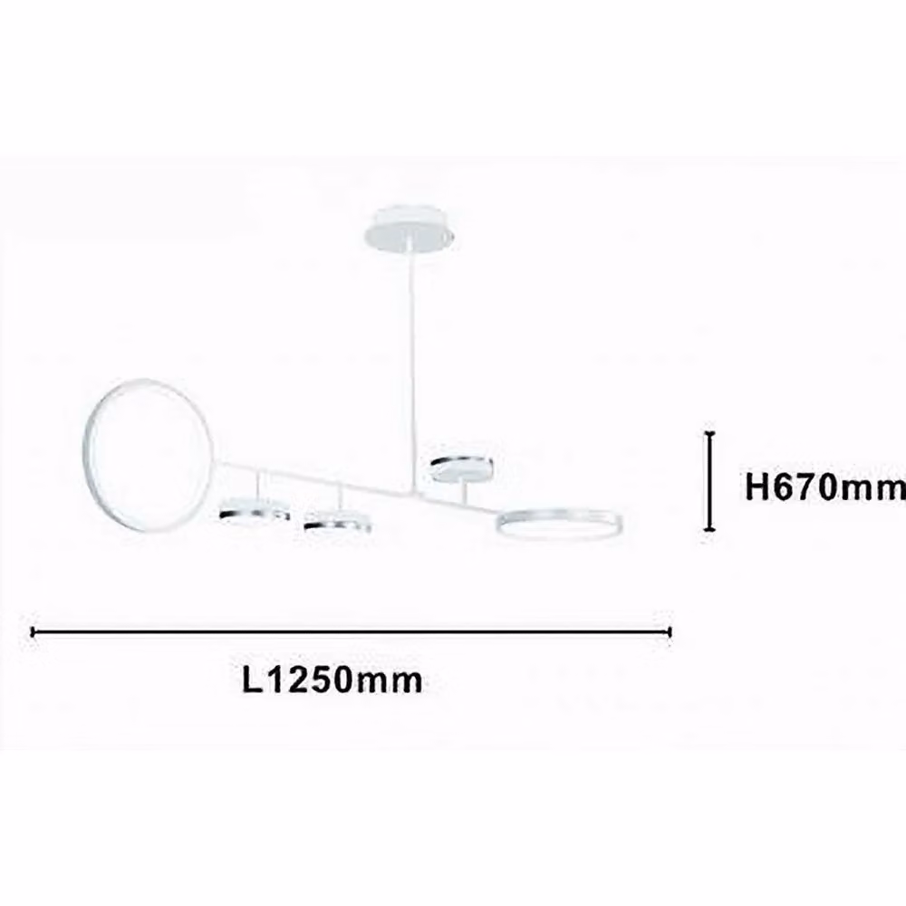 Trade Shop Lampadario a Sospensione LED Moderno con 5 Cerchi, Bianco, Luce Fredda, 37W – 2