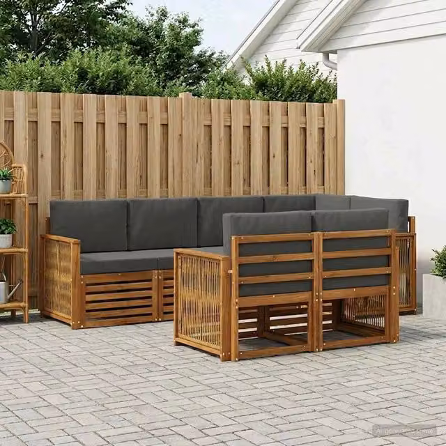 Set di divani da esterno 6 pz Naturale e Antracite 3384478