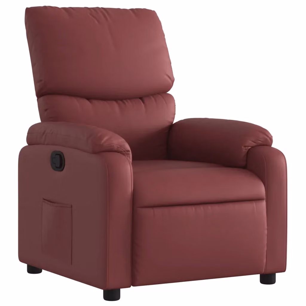 Poltrona Reclinabile Relax in Similpelle Rossa con Braccioli e Struttura in Legno e Metallo – 2
