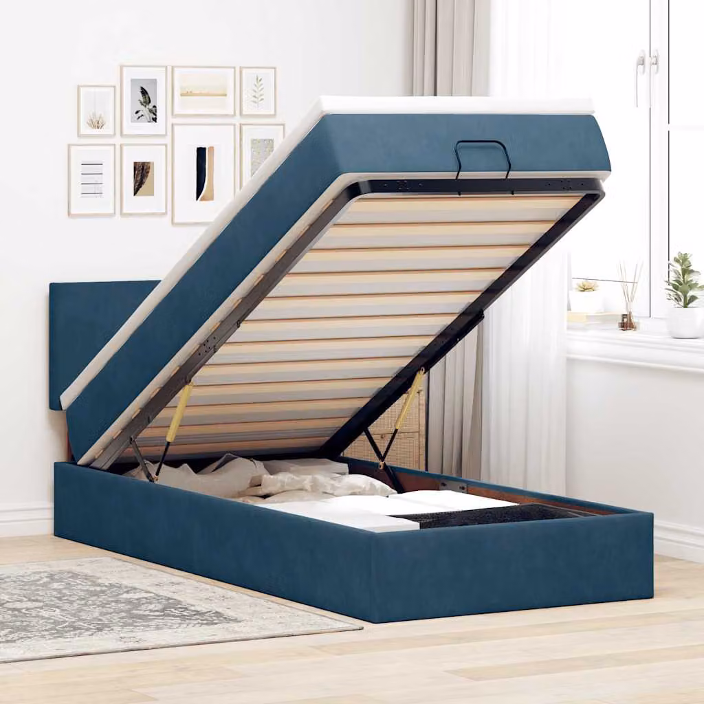 vidaXL Struttura Letto Pouf con Materasso 80x200 cm Velluto