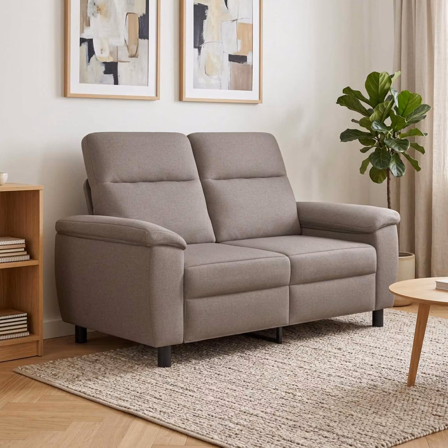 Divano moderno vidaXL in tessuto beige e grigio con struttura in metallo L/P/H: 158 x 90 x 95 cm