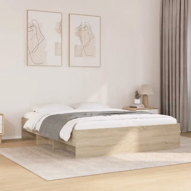 Giroletto senza materasso vidaXL in legno Rovere con scomparti laterali L/P: 150 x 200 cm – 1