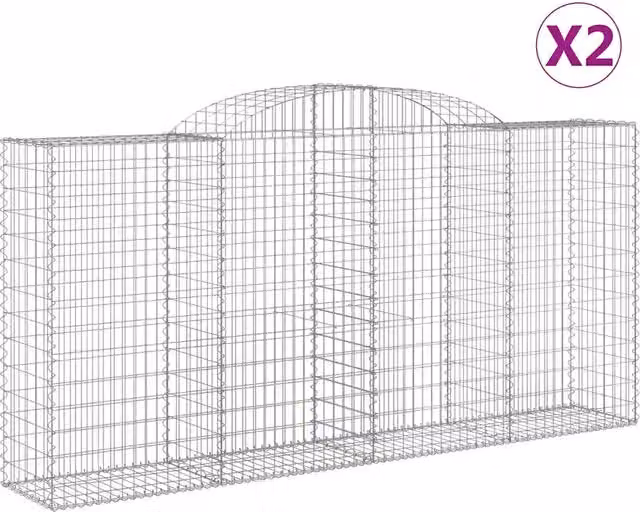 Cesti Gabbioni ad Arco 2 pz 300x50x140/160 cm Ferro Zincato
