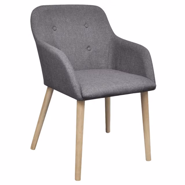 Set di 4 sedie da pranzo vidaXL in tessuto grigio e legno massello di rovere