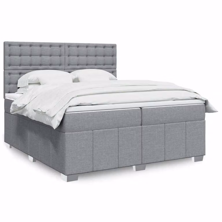 vidaXL Letto Ibrido con Materasso a Molle Insacchettate Grigio e Bianco L/P: 200 x 200 cm