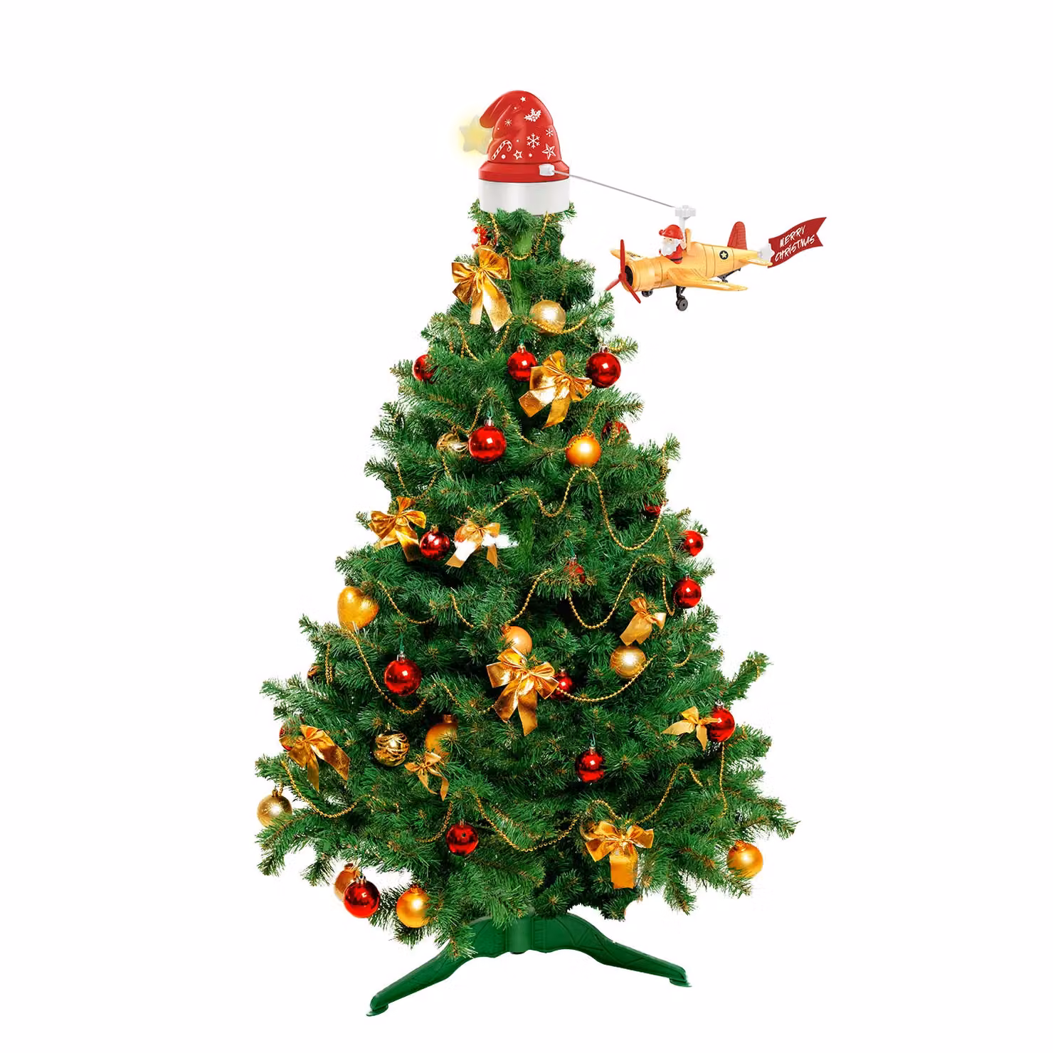 Vestiamo Casa Gran Natale Puntale Rotante con Aeroplano e Stella Luminosa Multicolore – 1