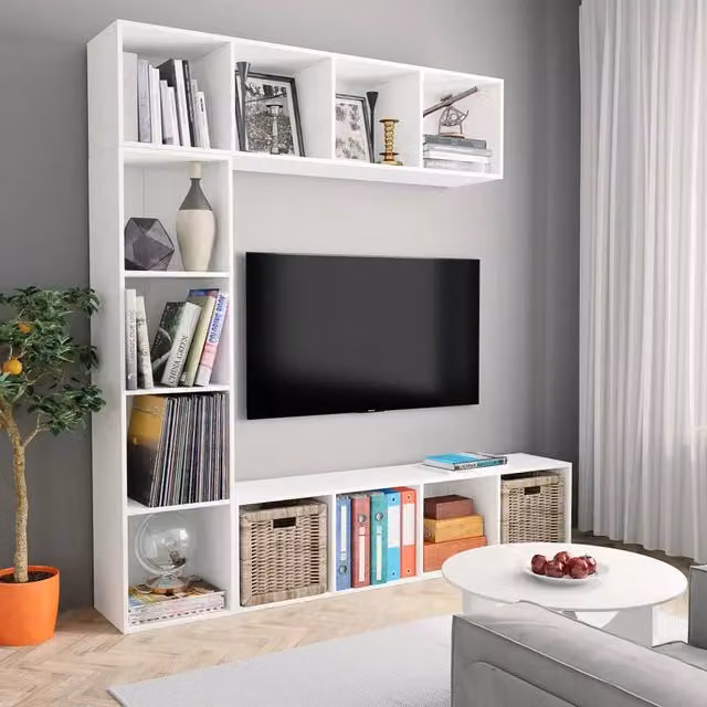 Set Mobili Libreria-Porta TV 3 pz Bianco 180x30x180 cm