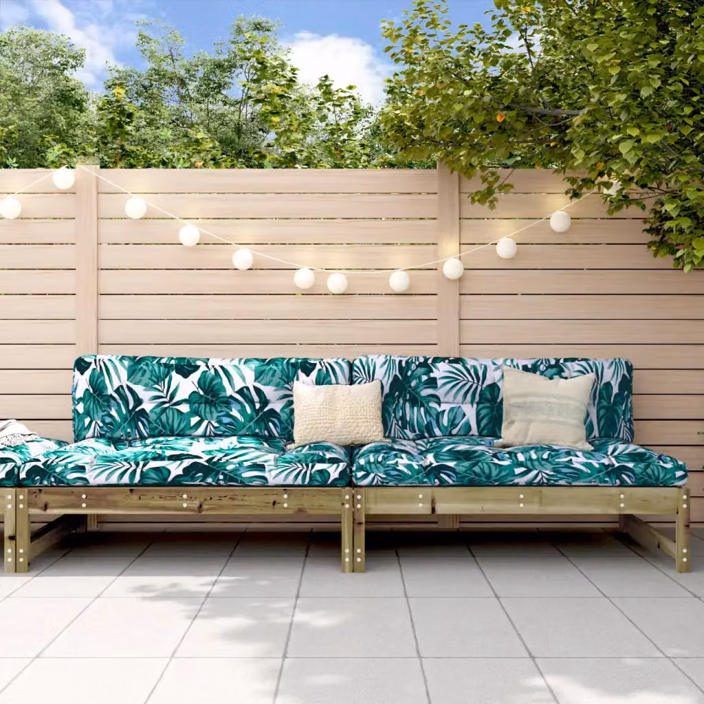 Set di 2 divani centrali da giardino vidaXL in legno di pino rustico, L/P/H: 120 x 84 x 70 cm