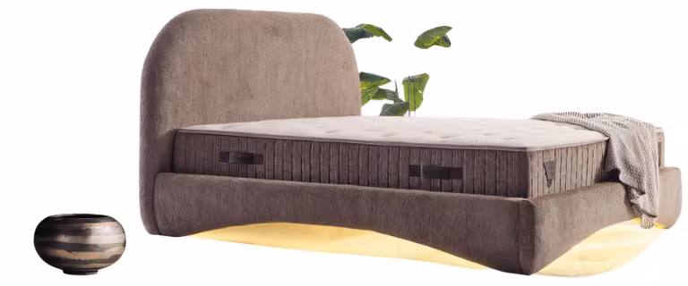 Modernes Bett mit einzigartigem Design und weichen abgerundeten Linien