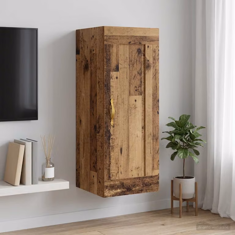 Armadietto a muro vidaXL in legno marrone opaco con ante a battente e ripiani interni, L: 34,5 cm, P: 34 cm, H: 90 cm