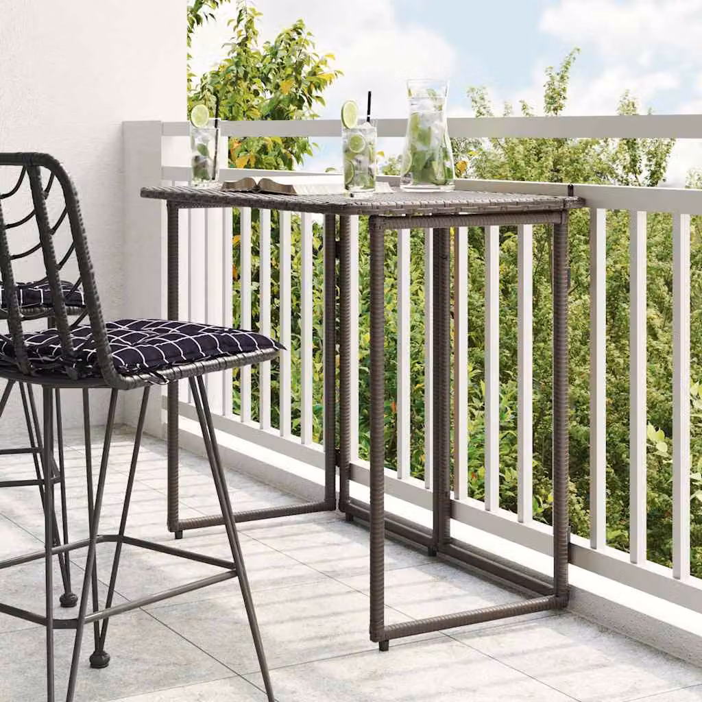 vidaXL Tavolo da Giardino Pieghevole in Polyrattan Marrone L: 90 cm, P: 51 cm, H: 75 cm
