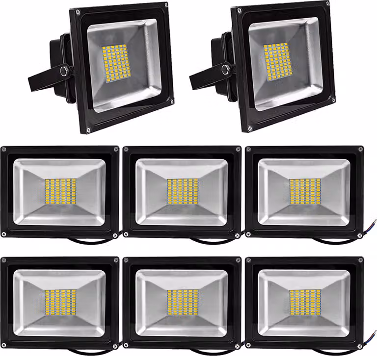 Greenmigo 8 pezzi 50W LED faretto proiettore SMD LED proiettore, IP65 proiettore luminoso lampadina faretto da cantiere faretto bianco caldo faretto da parete lampadina da esterno 85-265V AC
