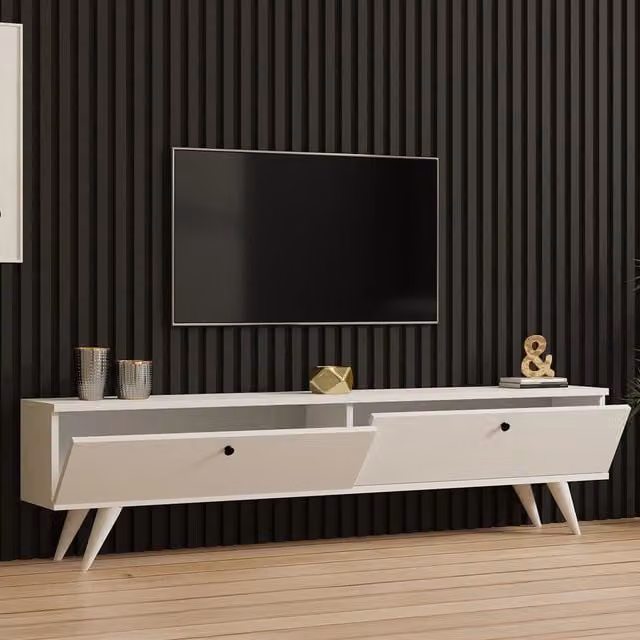 Mobile Porta TV DMORA con 2 Ante Bianco Opaco L: 160 cm, P: 25 cm, H: 40 cm – 1