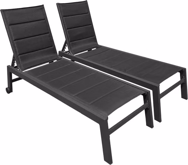 Set di 2 lettini BARBADOS in textilene nero - alluminio grigio antracite