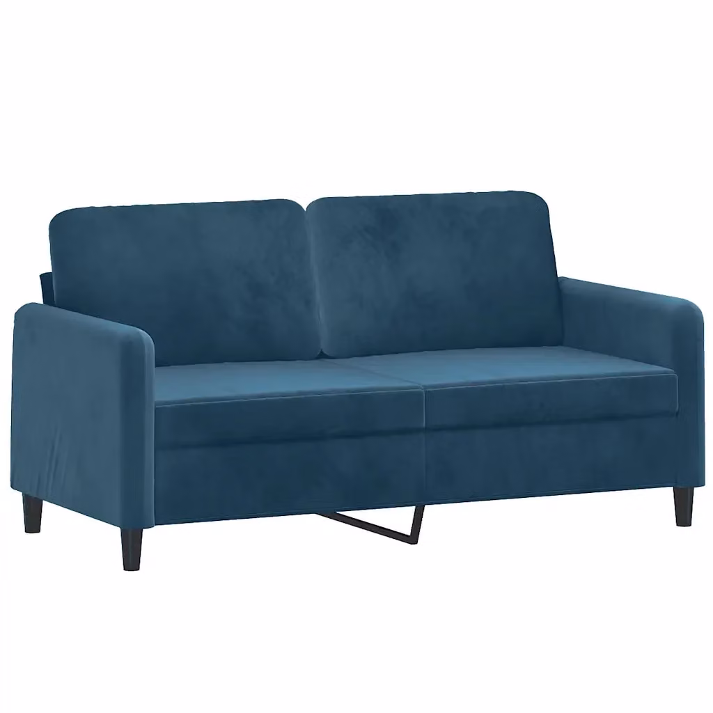Divano a 2 posti Design Mania in velluto blu con struttura in metallo per il tuo soggiorno – 2