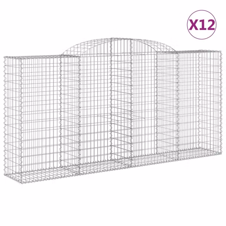 Cesti Gabbioni ad Arco 12 pz 300x50x140/160 cm Ferro Zincato
