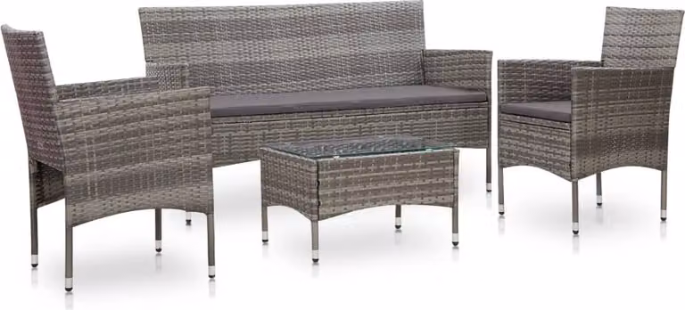 Maison Exclusive - Set da giardino da 4 pezzi con cuscini in polyrattan grigio