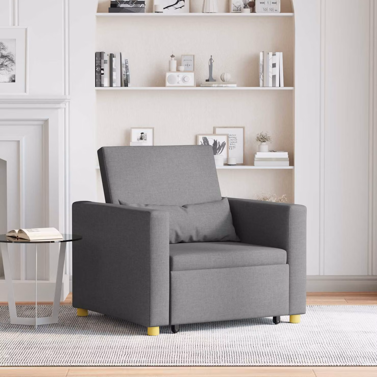 vidaXL Divano letto singolo estraibile Grigio scuro L: 90 cm, P: 165 cm, H: 87 cm
