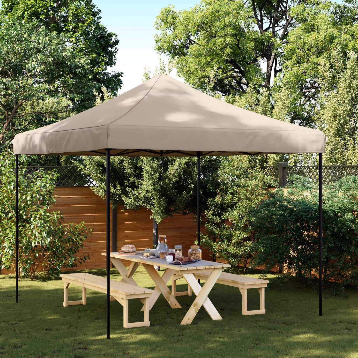 Tenda Party vidaXL in tessuto Oxford beige, L: 292 cm, P: 292 cm, H: 315 cm