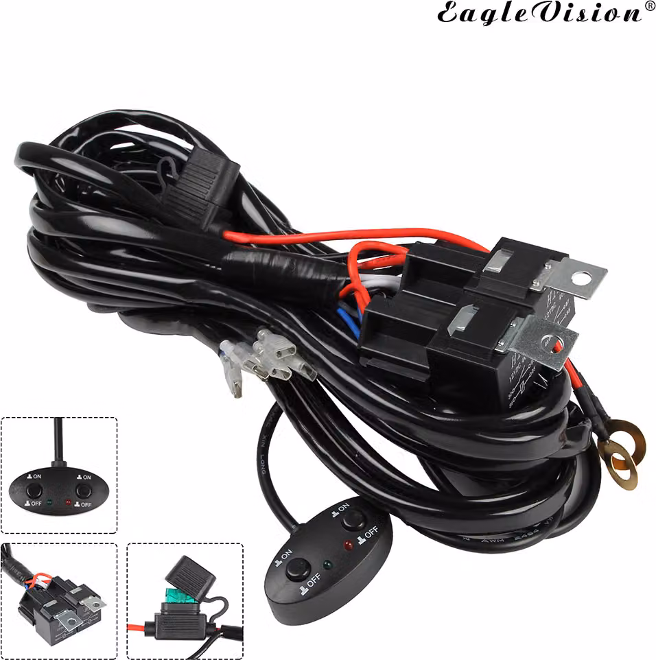 barre luminose a LED 14AWG 9-16V 300W per il collegamento con interruttore on/off Kit nero