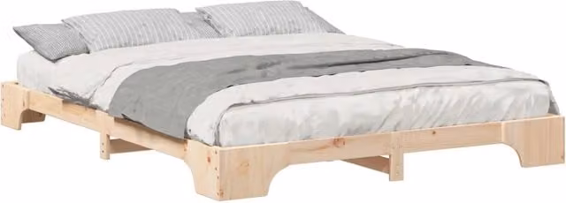 Letto matrimoniale moderno in pino massello marrone L: 167 cm, P: 200 cm, H: 227 cm