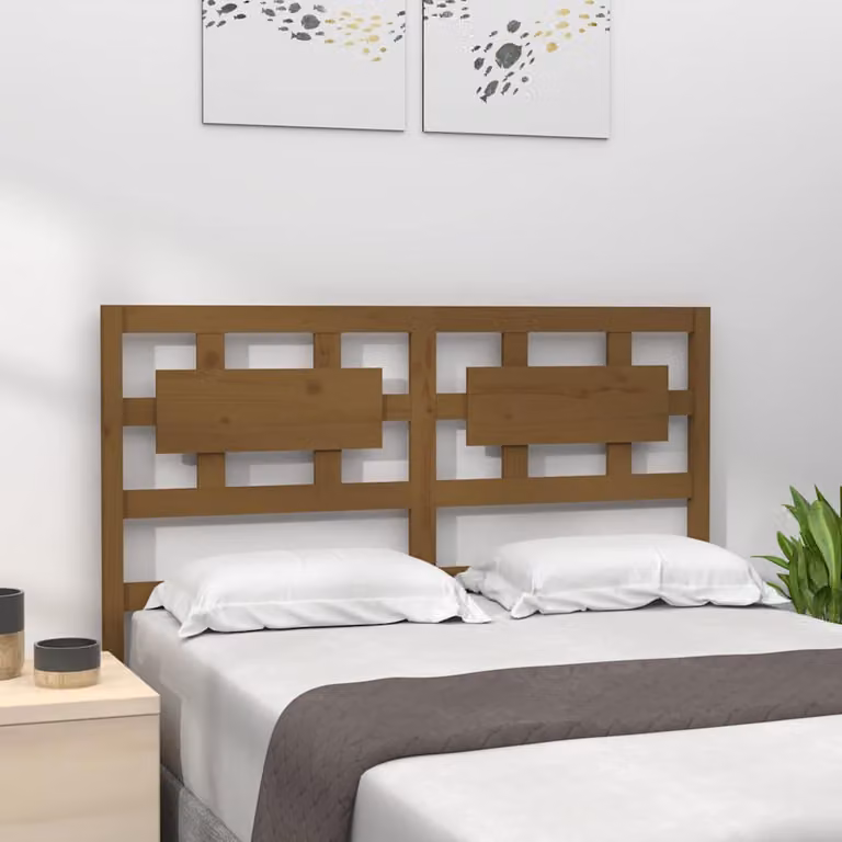 Testiera per letto vidaXL in legno massello di pino color marrone, stile rustico, L: 205,5 cm, P: 4 cm, H: 100 cm