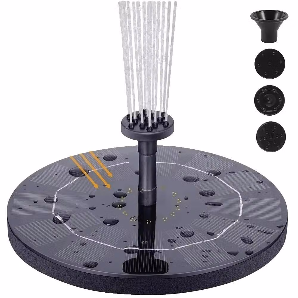 Pompa per fontana, alimentata a energia solare, con più ugelli, set