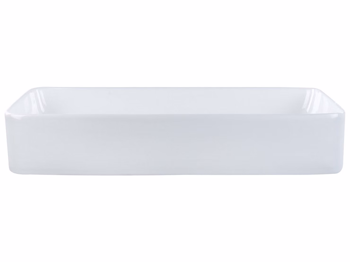 BELIANI Lavabo da appoggio in Vetroceramica bianca 61 x 35 cm superficie lucida forma rettangolare bagno stile moderno