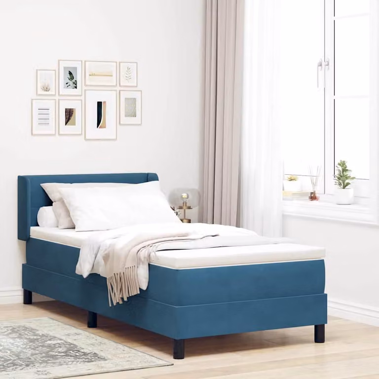 Maison Exclusive - Letto boxspring con testiera blu scuro 200 x 90 cm in velluto