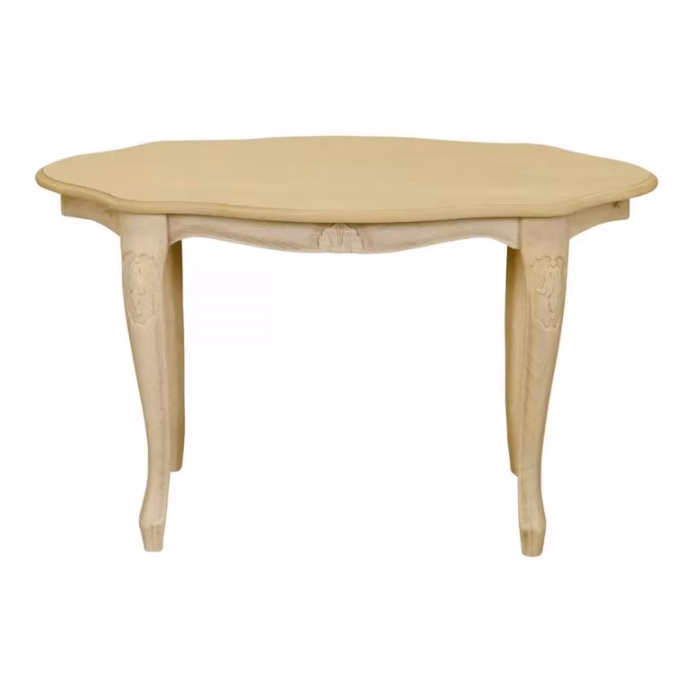 Tavolino ovale in legno di faggio intagliato grezzo Mobili 2G L/P/H: 74 x 46 x 46 cm