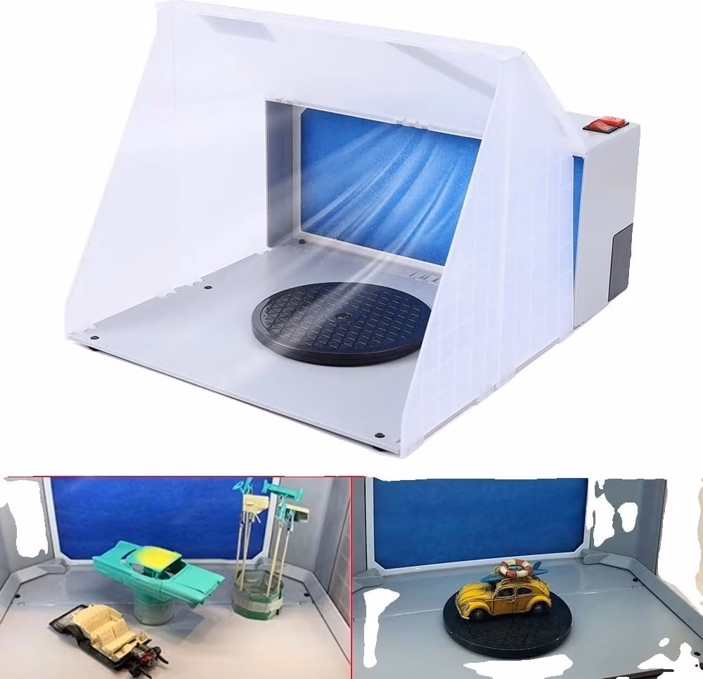 Cabina di verniciatura a spruzzo, flusso d'aria efficiente, funzionamento silenzioso, design compatto e portatile, BIANCO