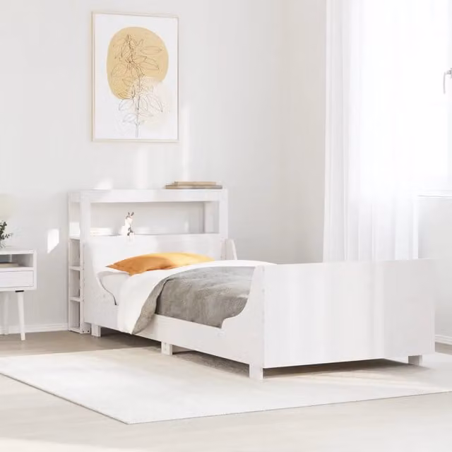Letto senza Materasso Bianco 75x190 in Legno Massello di Pino 3306484
