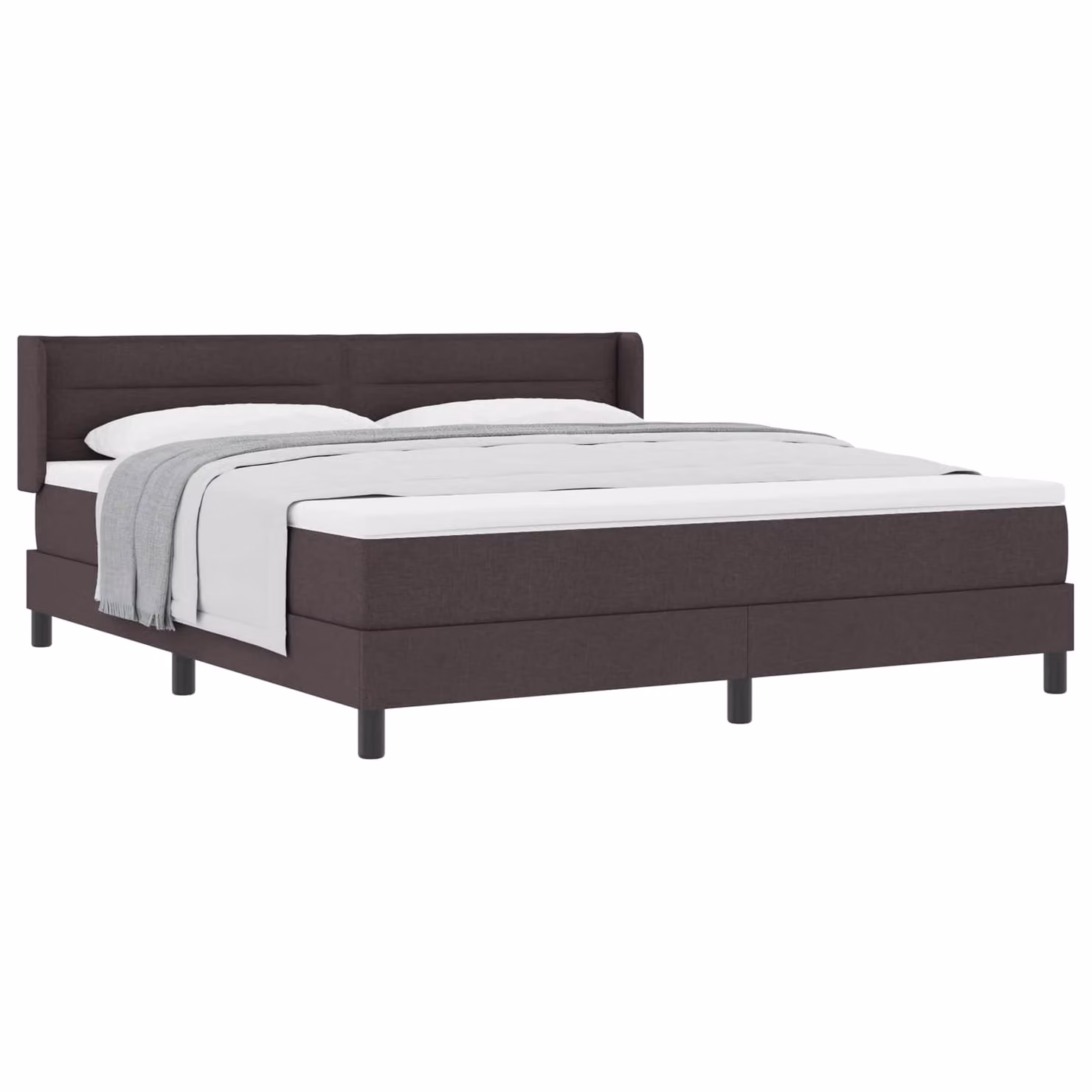Letto a molle con testiera vidaXL in tessuto marrone, L 180 cm x P 200 cm