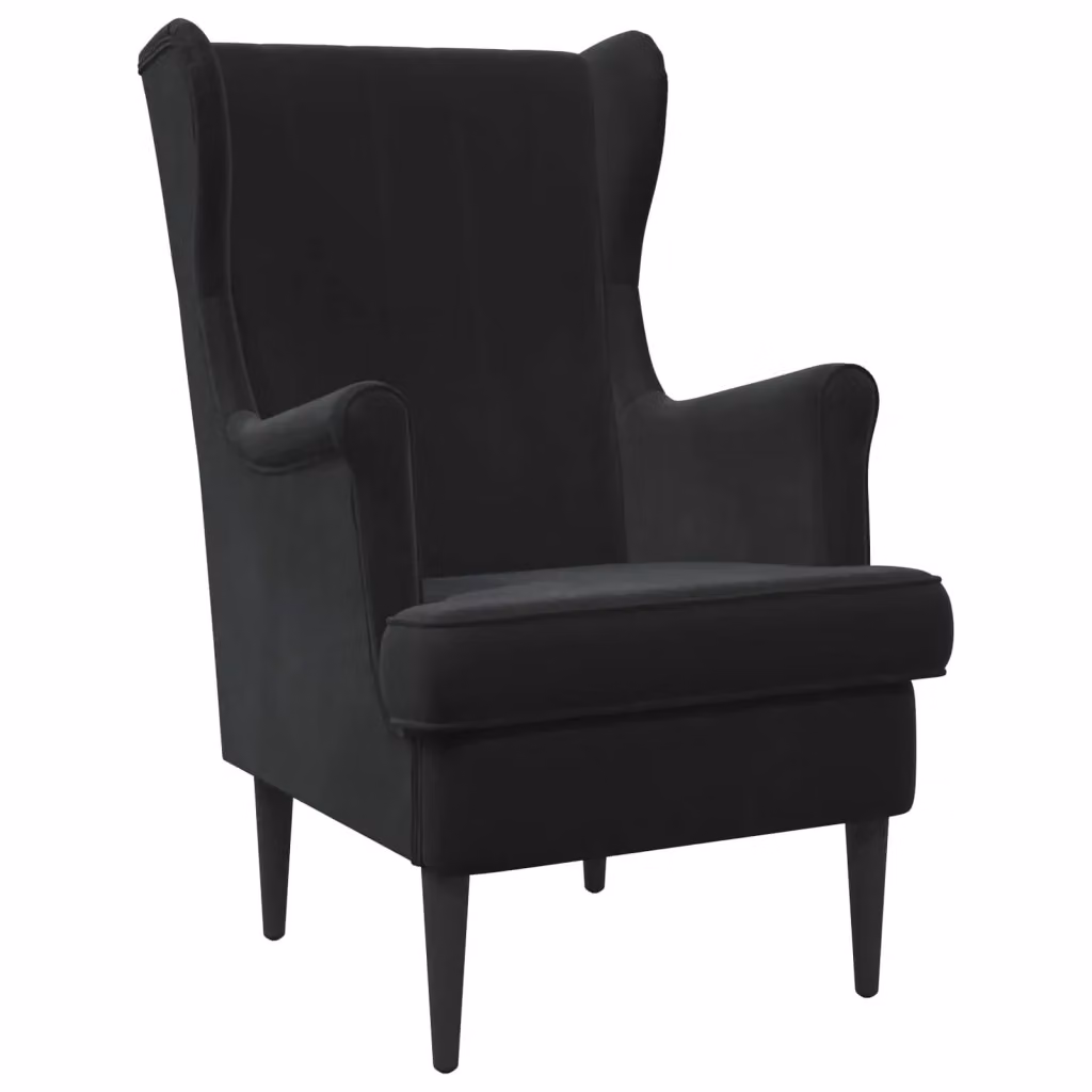 Poltrona moderna in velluto nero con braccioli per soggiorno e camera da letto L: 79 cm, P: 45 cm, H: 65 cm – 2