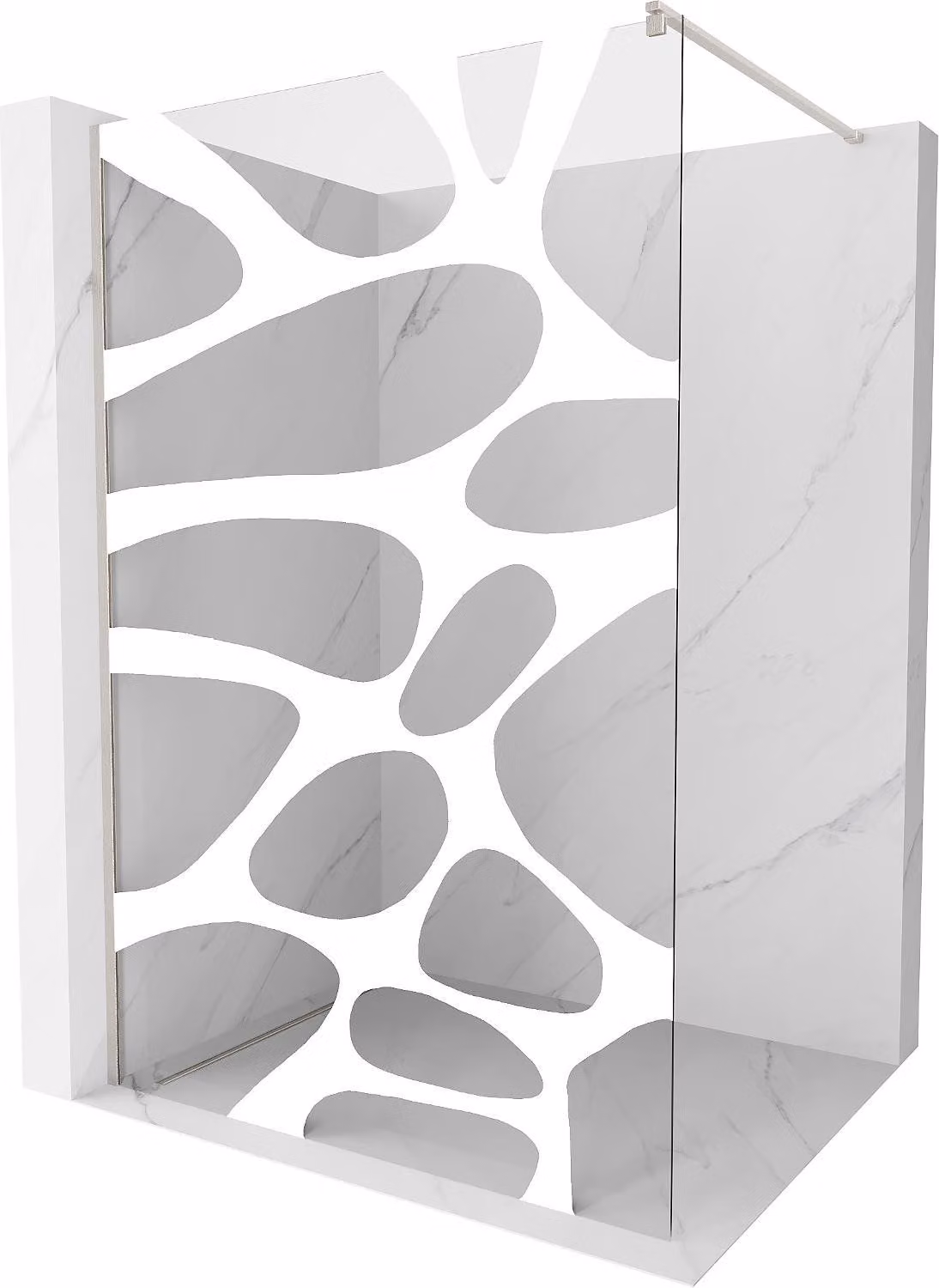 Mexen Kioto parete doccia Walk-in 100 x 200 cm, onda bianca 8 mm, nichel spazzolato - 800-100-101-97-97