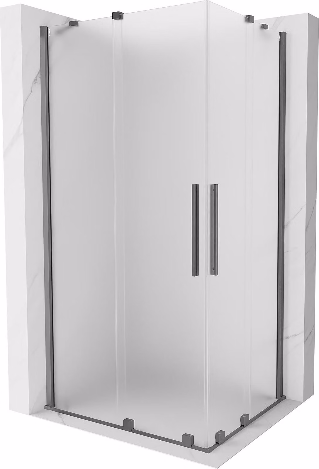 Mexen Velar Duo cabina doccia scorrevole 90 x 80 cm, smerigliata, gun metal - 871-090-080-32-95
