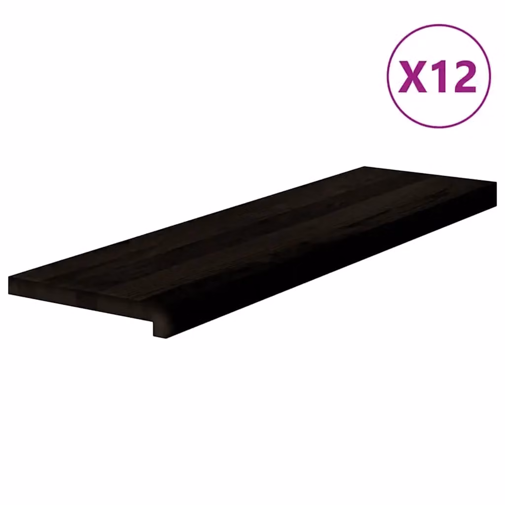 Set di 12 gradini in legno massello di rovere marrone scuro vidaXL L 90 cm x P 25 cm x H 2 cm – 2