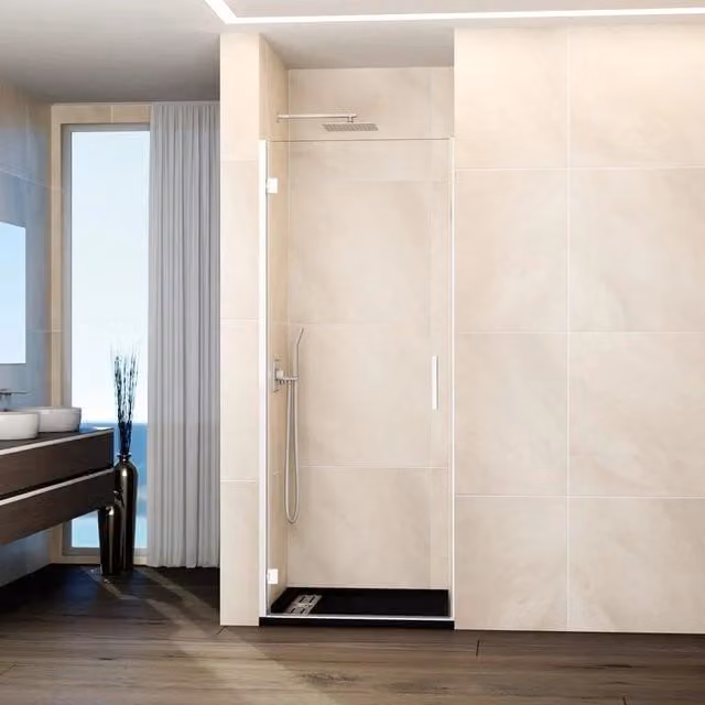 Box doccia frontale GLASS 1 porta battente 85 cm (83,2-85,2) bianco trasparente