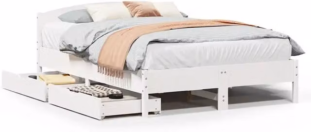 Letto matrimoniale | Letto per adulti | Letto senza Materasso Bianco 150x200 cm Legno Massello di Pino