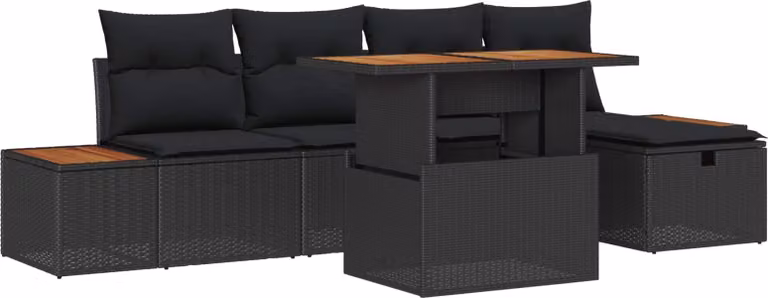 Maison Exclusive - Set da giardino composto da 6 pezzi, divano in rattan sintetico nero