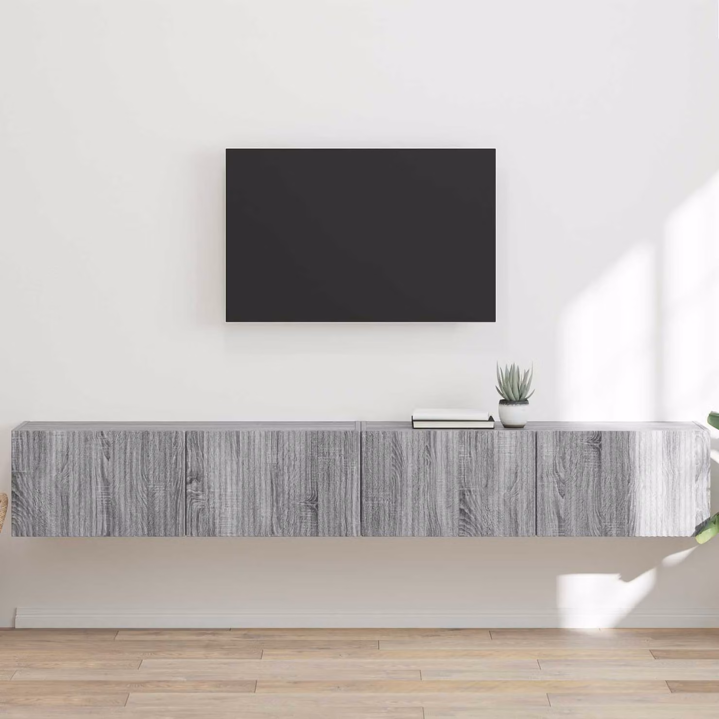 Set di 2 mobili TV da parete vidaXL moderni in legno ingegnerizzato Grigio Sonoma