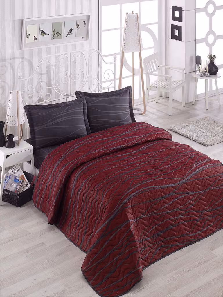 L'Essentiel Linge de Maison, Begonvilla- EPJ6906, Claret, rosso, copriletti, 65% cotone / 35% poliestere (rivestimento) /