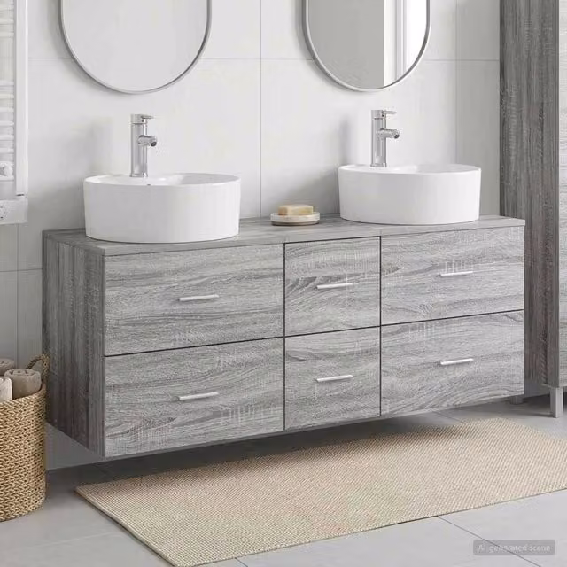 Set di mobili per il bagno 3 pz Sonoma grigio 3405888