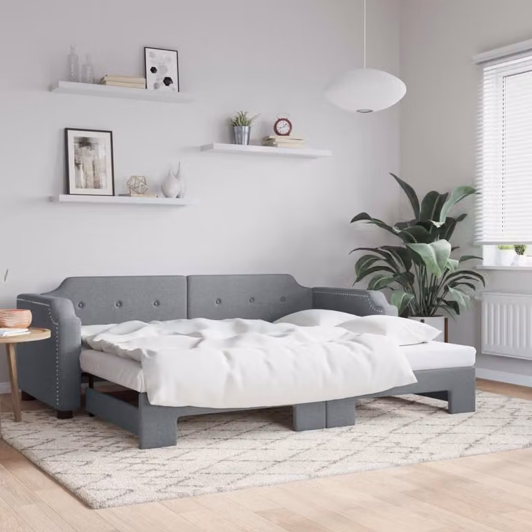 Maison Exclusive - Divano letto estraibile grigio chiaro 100x200 cm in tessuto