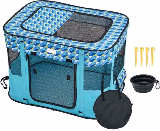 Trasportino pieghevole per cani - Contenitore impermeabile in tessuto Oxford 600D, ideale per cani di piccola taglia come i barboncini - Chiusura con cerniera - Perfetto per viaggi e campeggio