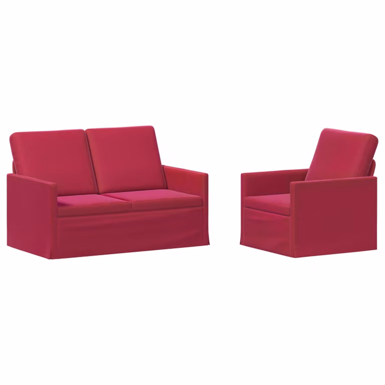 Set di 2 divani moderni vidaXL in velluto rosso con struttura in metallo